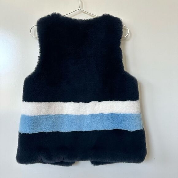 Shaci Blue and White Faux Fur Vest size Small - Picture 10 of 10